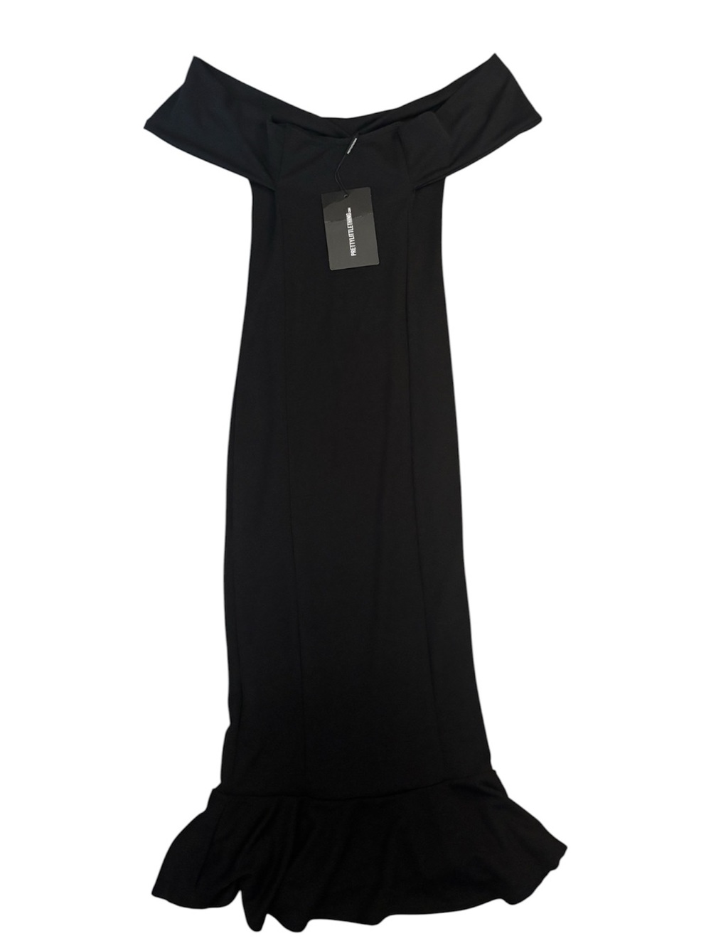 New With Tags PrettyLittleThing Black Off The Shoulder Maxi Dress